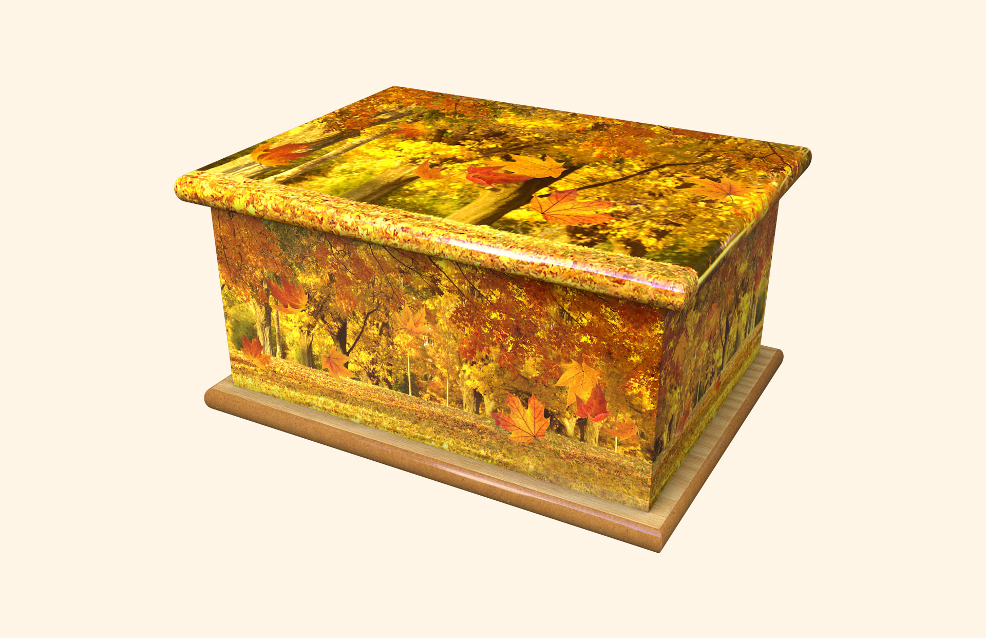 Golden Leaves adult ashes casket